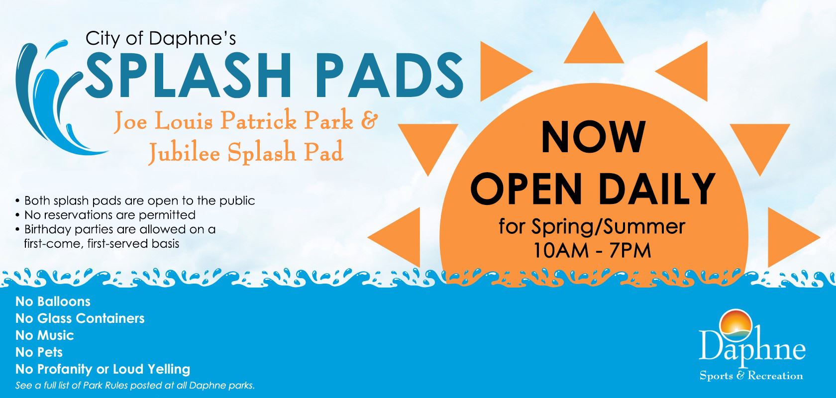 Splash Pads NOW OPEN 2025 DIGITAL